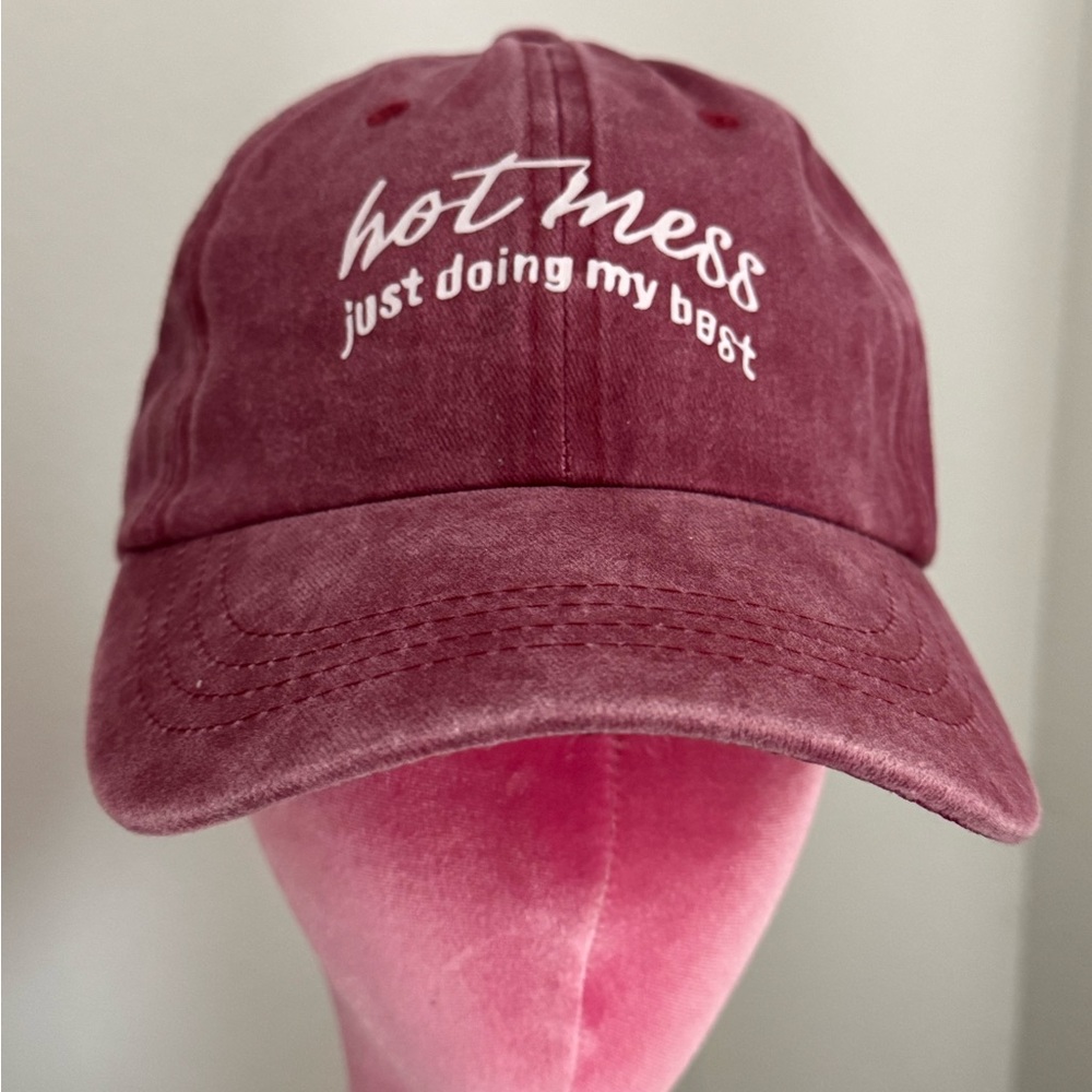 Heather Burgundy 'Hot Mess' Embroidery Cap
